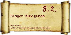 Blayer Kunigunda névjegykártya